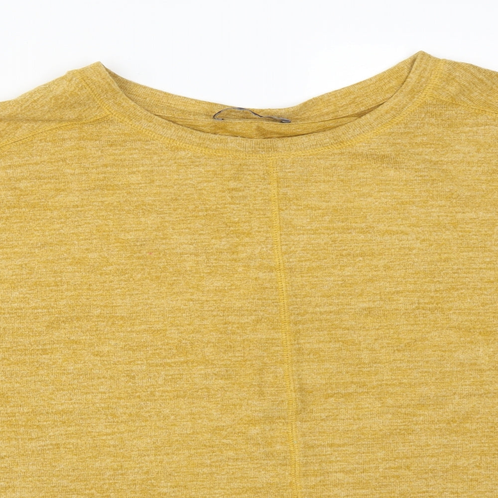 M&S Womens Yellow  Viscose Basic T-Shirt Size 24 Round Neck