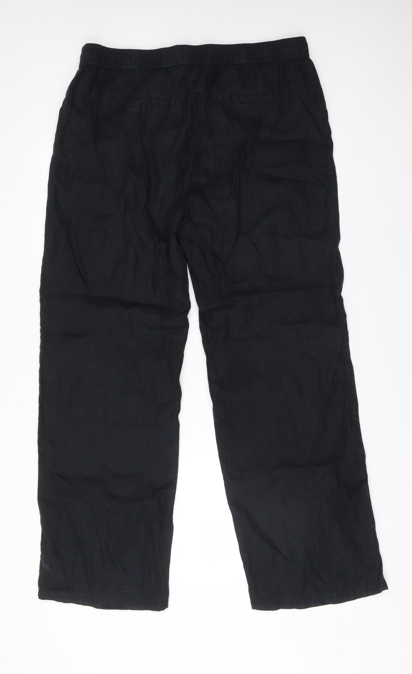 M&S Womens Blue  Linen Trousers  Size 16 L32 in Regular