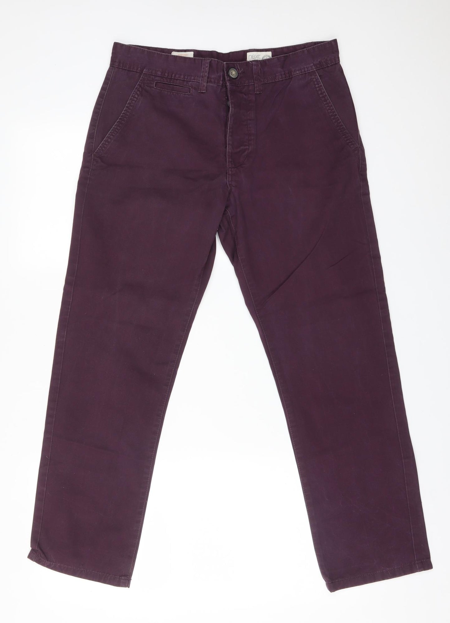 NEXT Mens Purple  Cotton Chino Trousers Size 30 L28 in Regular