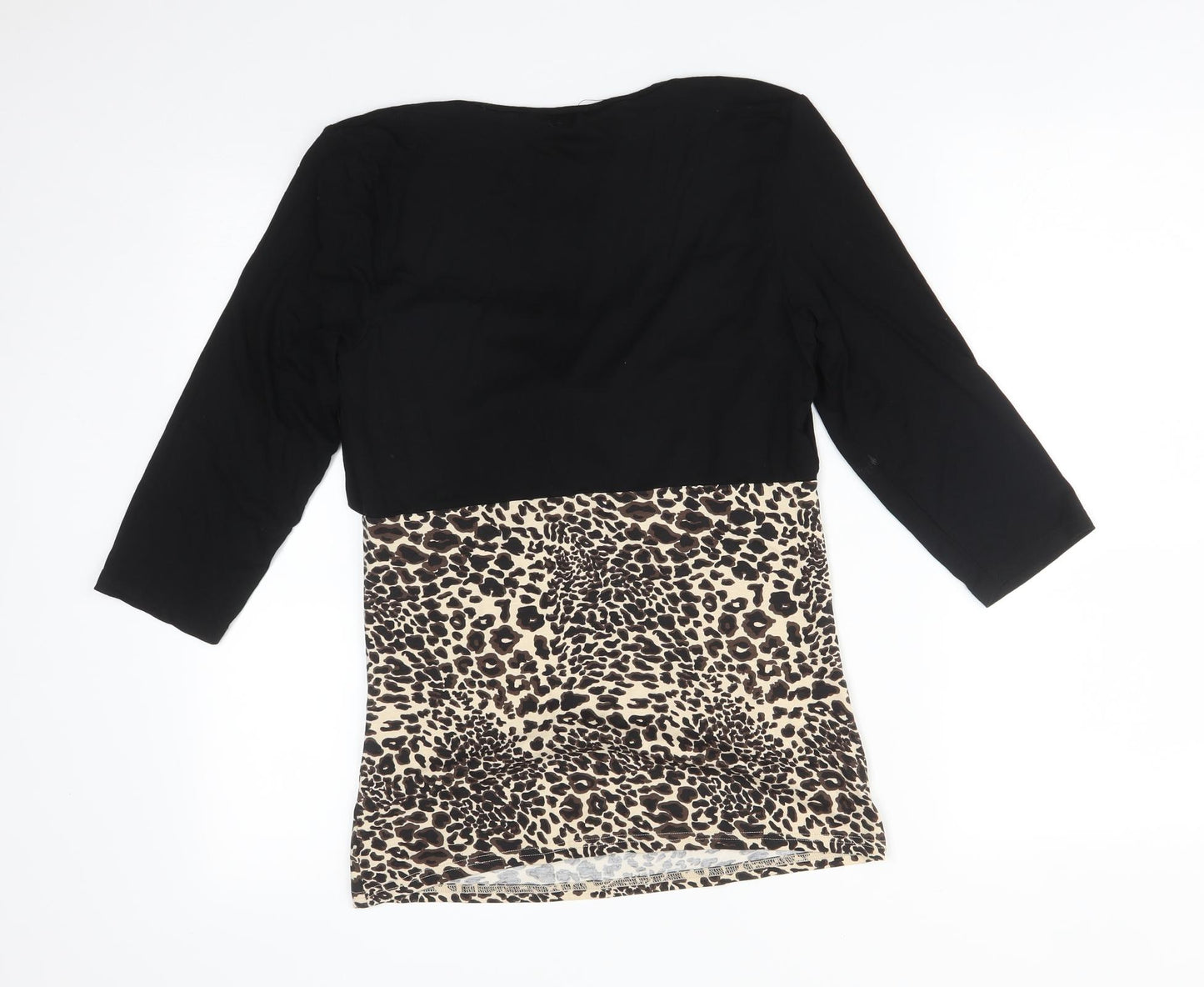 F&F Womens Multicoloured Animal Print Viscose Basic T-Shirt Size 10 Round Neck