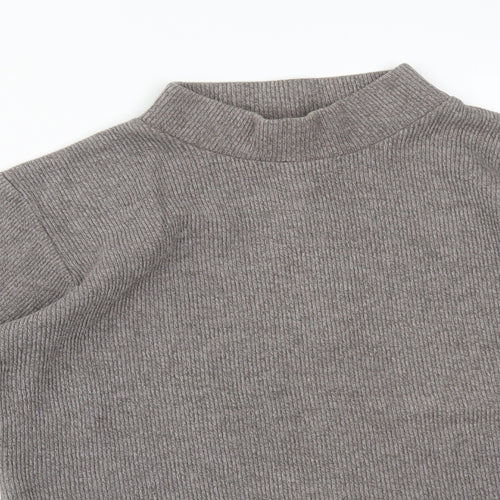 Fat Face Womens Grey  Cotton Basic T-Shirt Size 12 High Neck