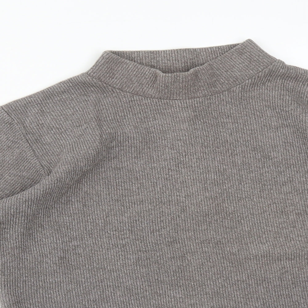 Fat Face Womens Grey  Cotton Basic T-Shirt Size 12 High Neck
