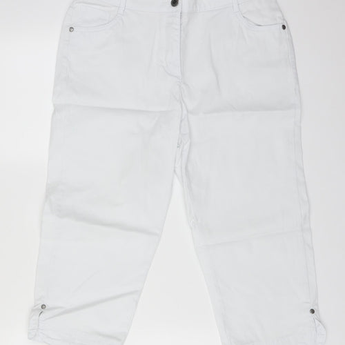 BM Womens White  Cotton Cropped Jeans Size 12 L20 in Regular