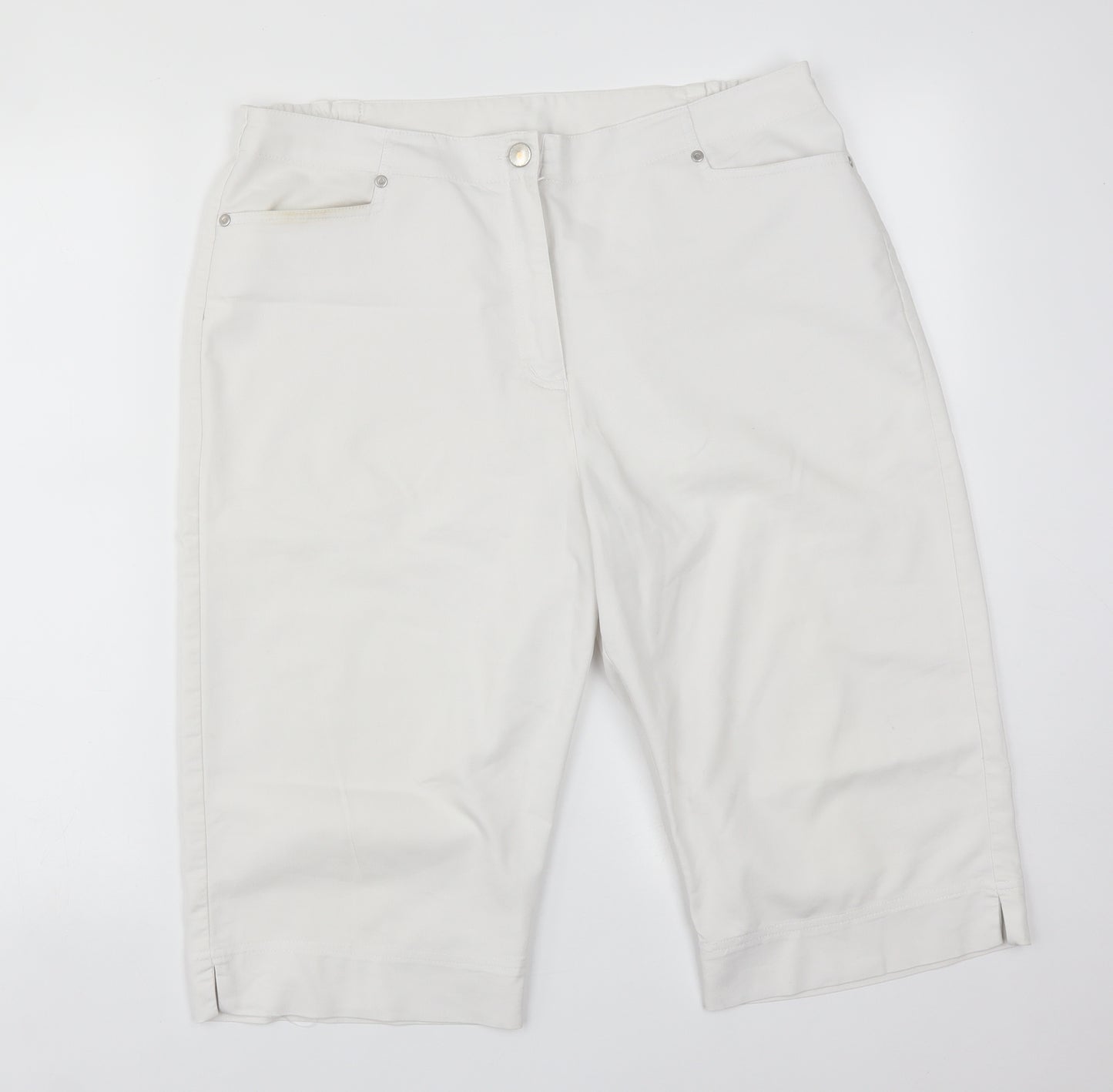 Black Pepper Womens White  Cotton  Shorts Size 14 L15 in Regular