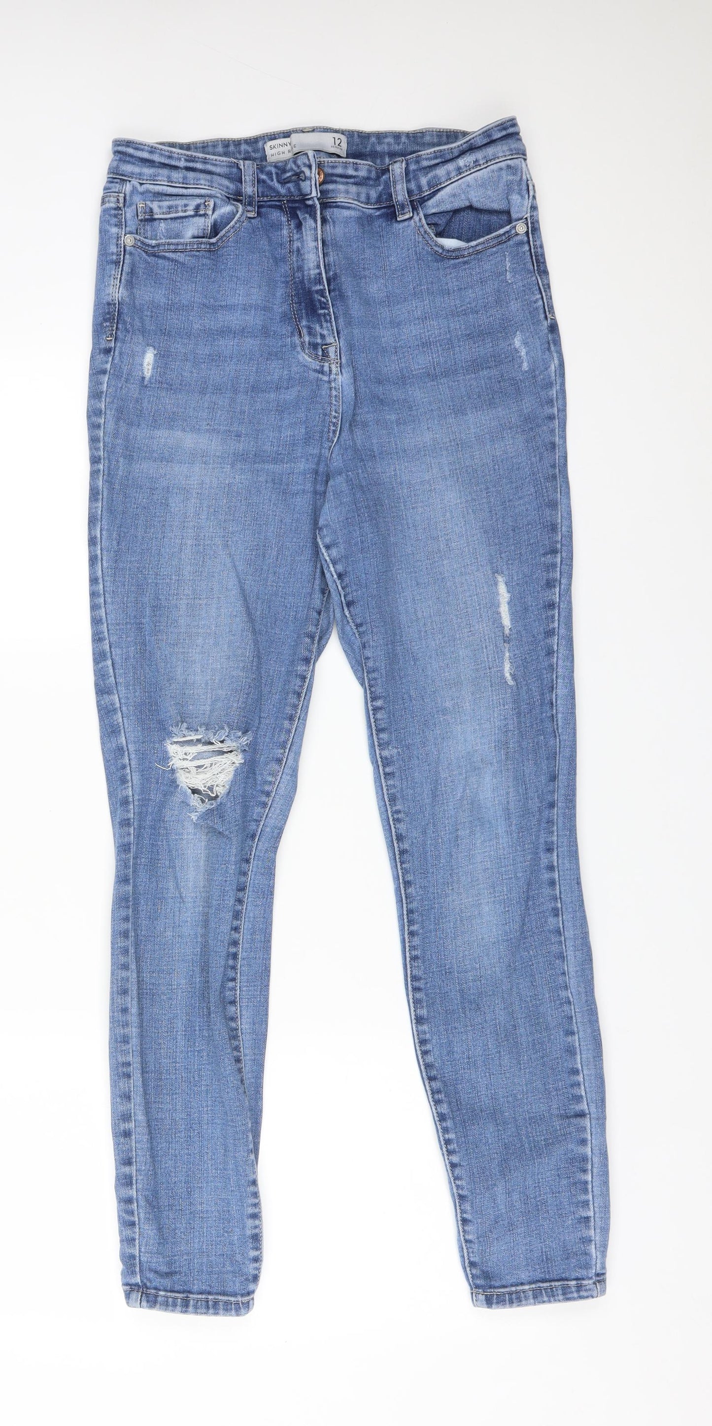 NEXT Womens Blue  Cotton Skinny Jeans Size 12 L27 in Regular