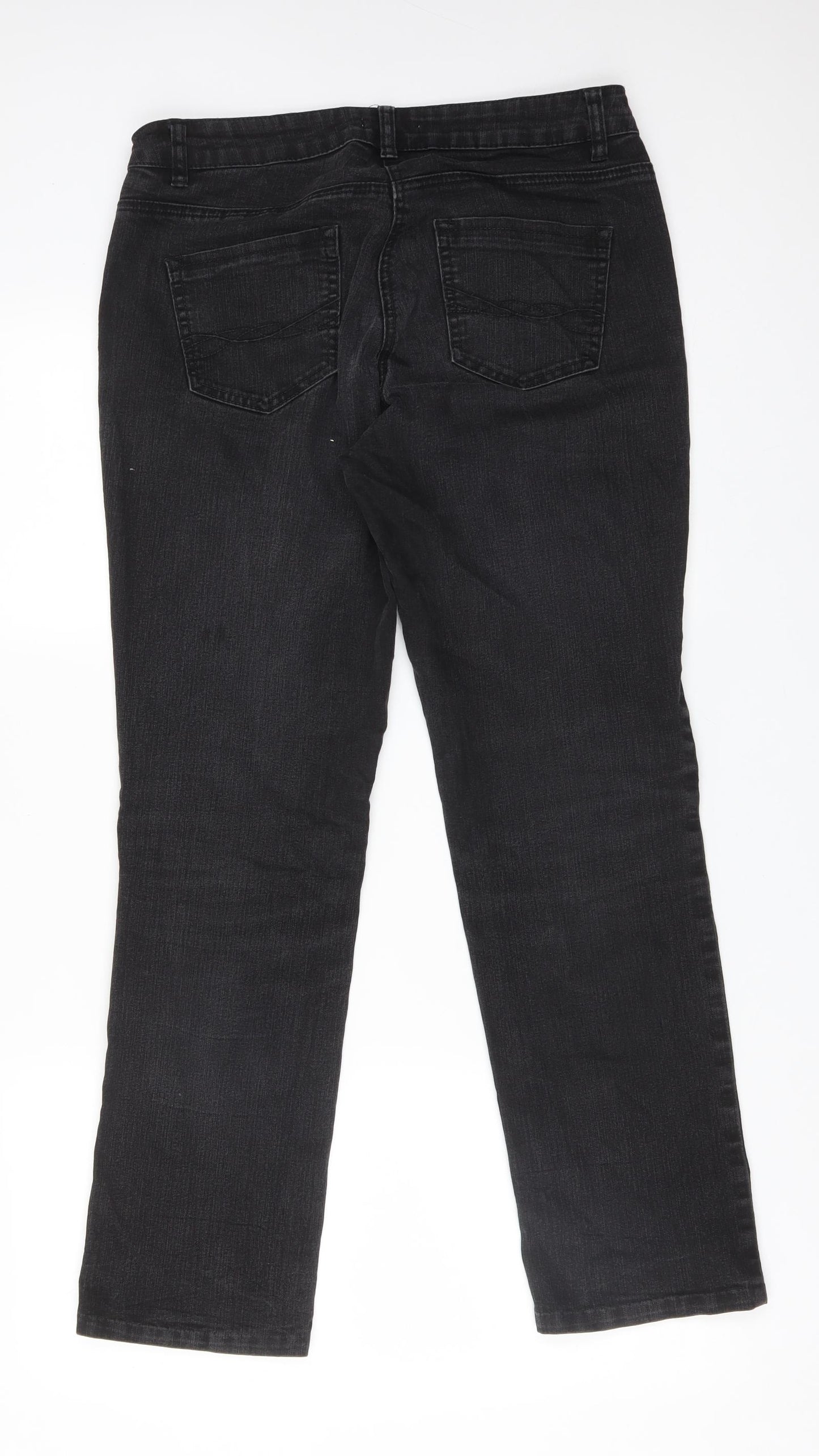 TU Womens Black  Cotton Straight Jeans Size 12 L28 in Regular