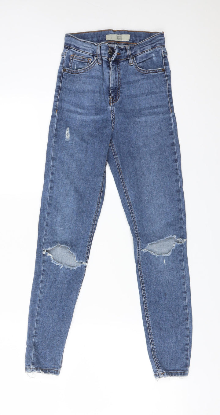 Topshop Womens Blue Cotton Skinny Jeans Size 25 L30 in Regular