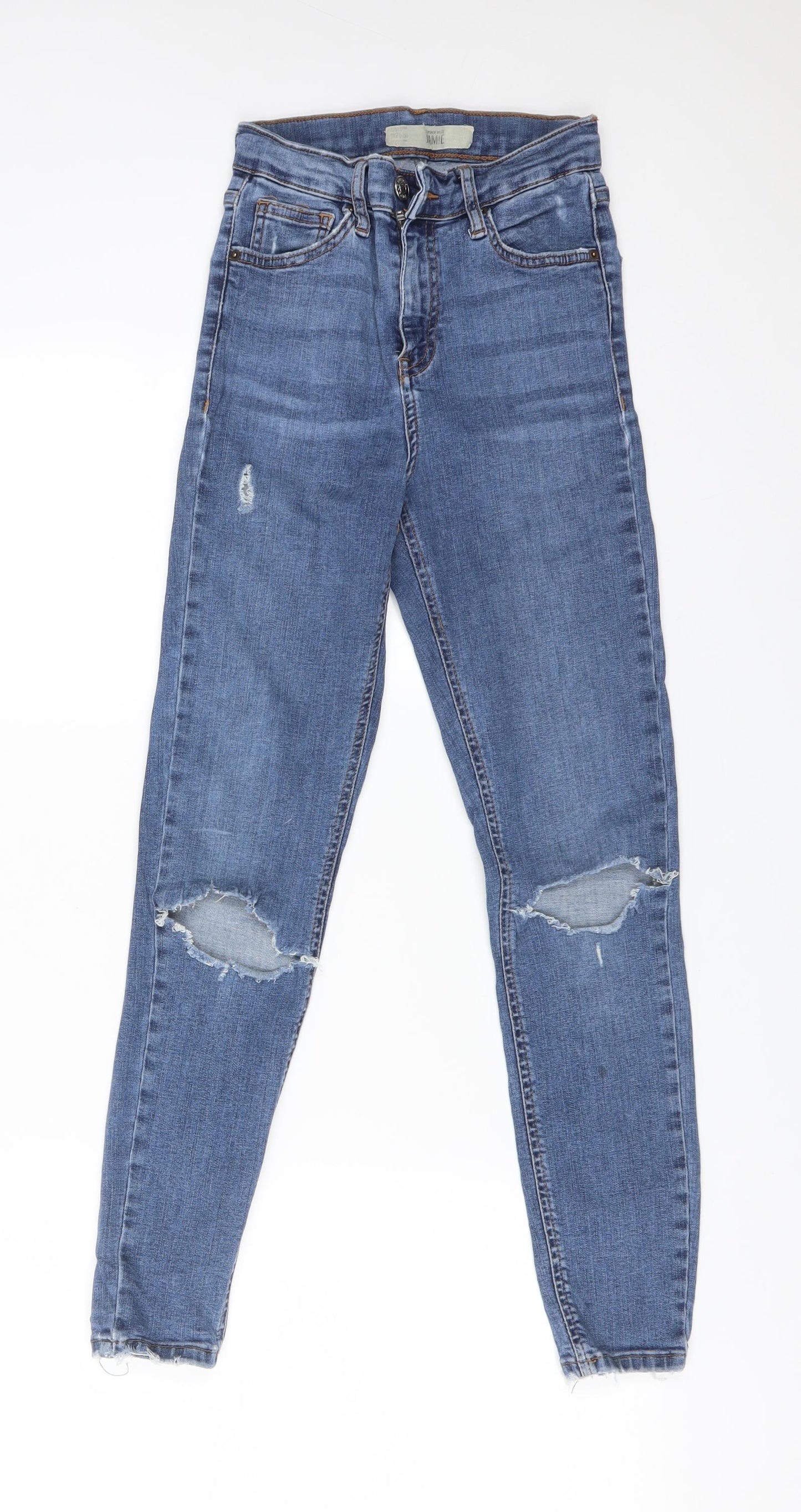 Topshop Womens Blue  Cotton Skinny Jeans Size 25 L30 in Regular