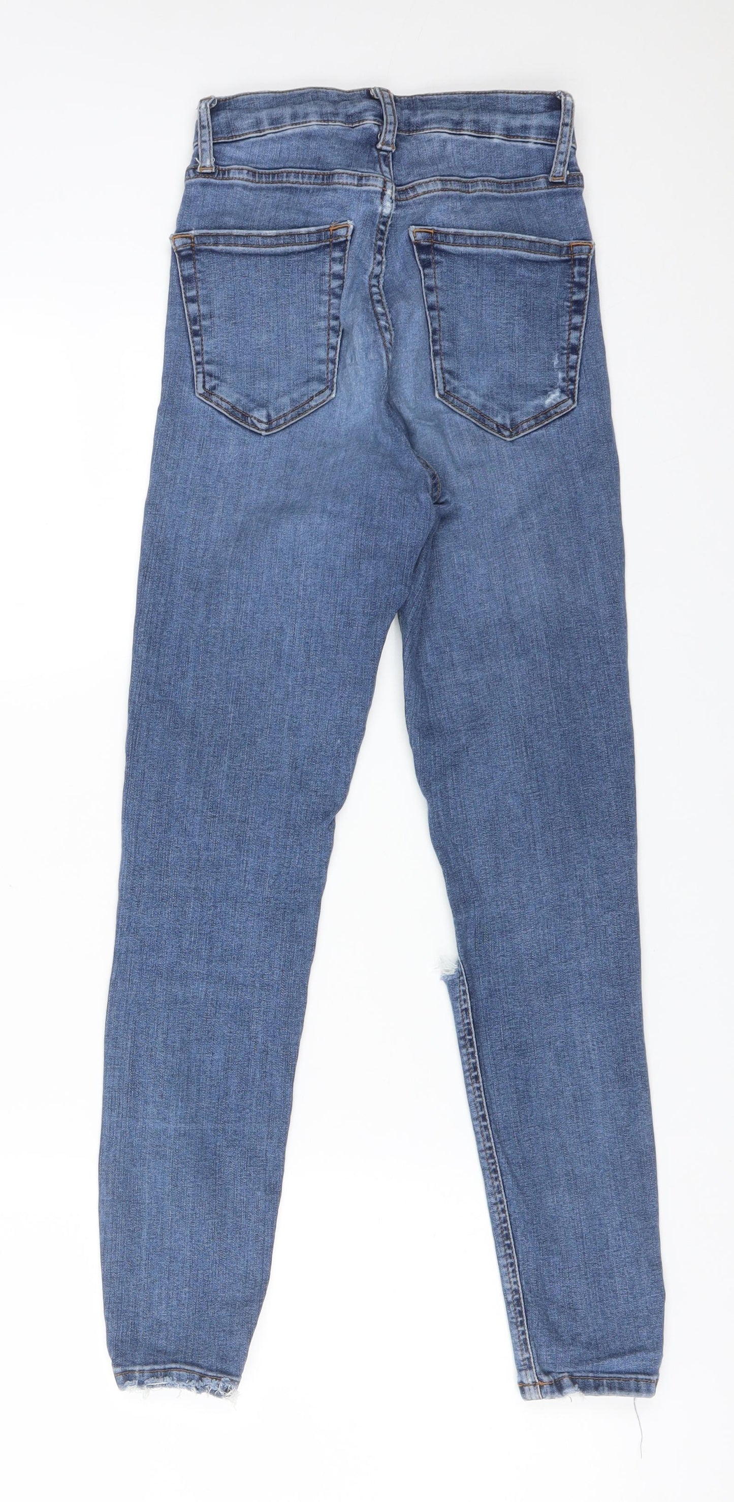 Topshop Womens Blue  Cotton Skinny Jeans Size 25 L30 in Regular