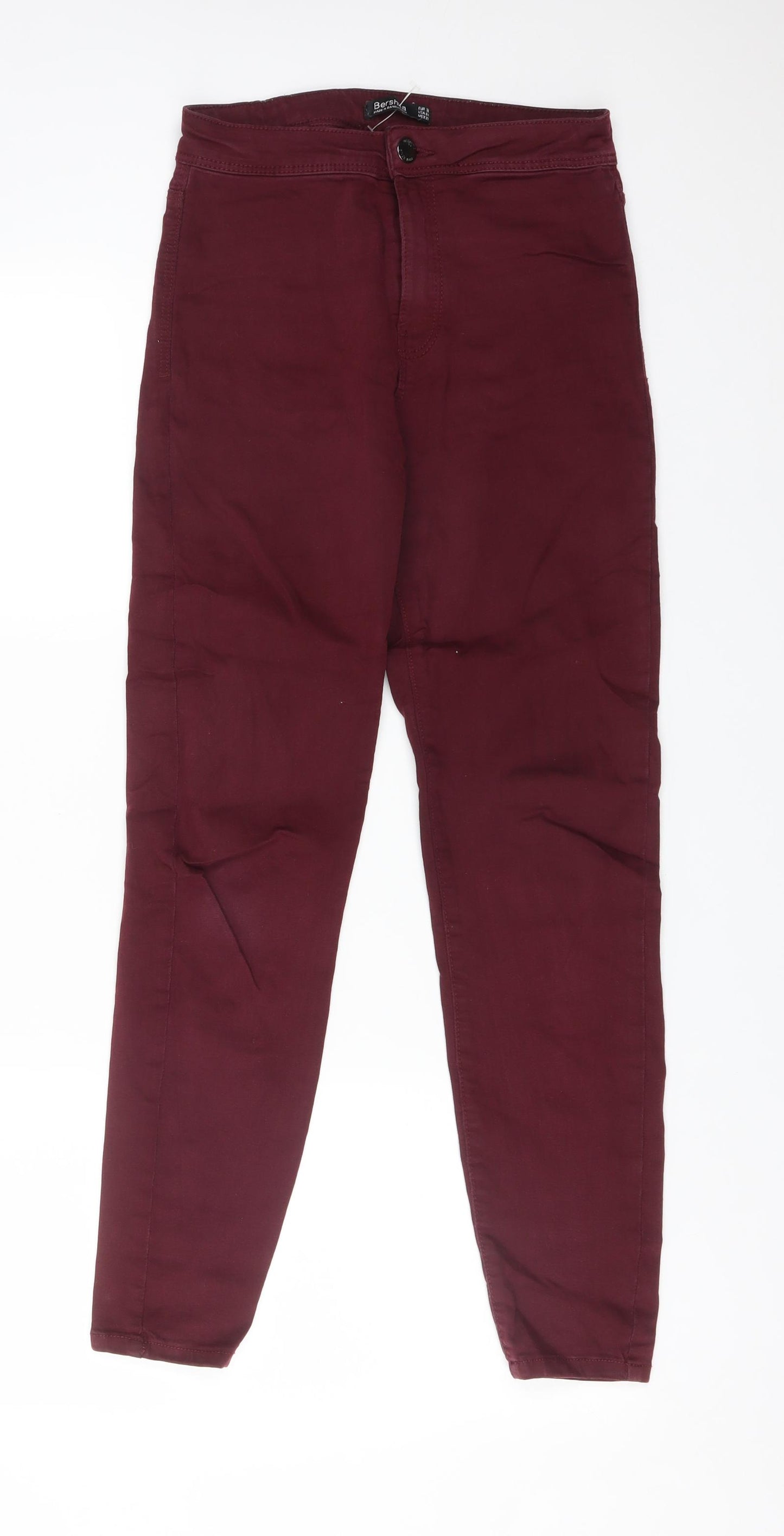 Bershka Womens Red  Cotton Skinny Jeans Size 8 L25 in Regular