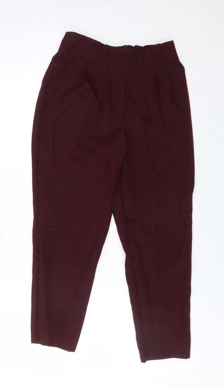 Miss Selfridge Womens Red Polyester Carrot Trousers Size 8 L23 in Regular