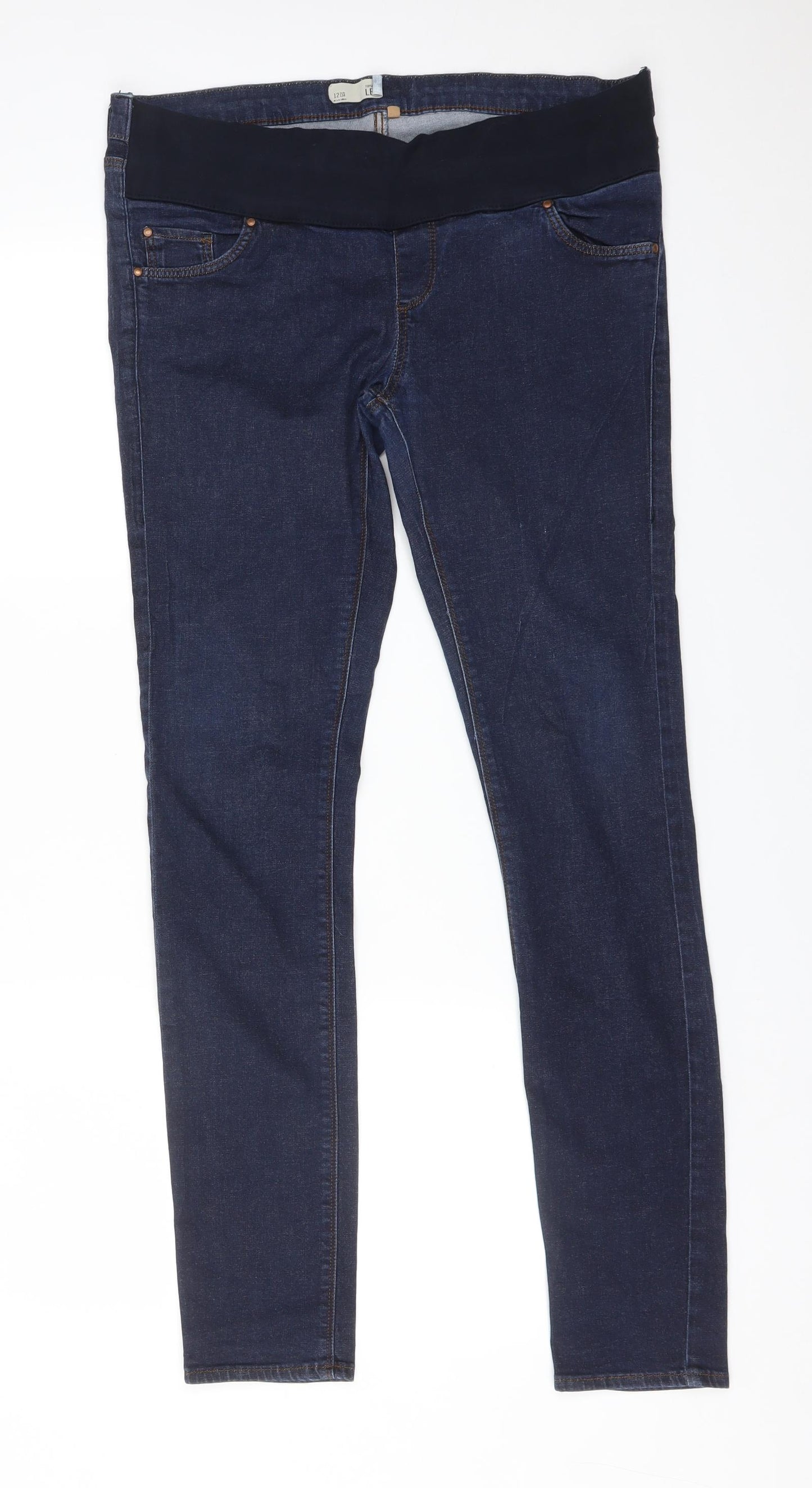 Topshop Womens Blue  Cotton Skinny Jeans Size 12 L34 in Regular