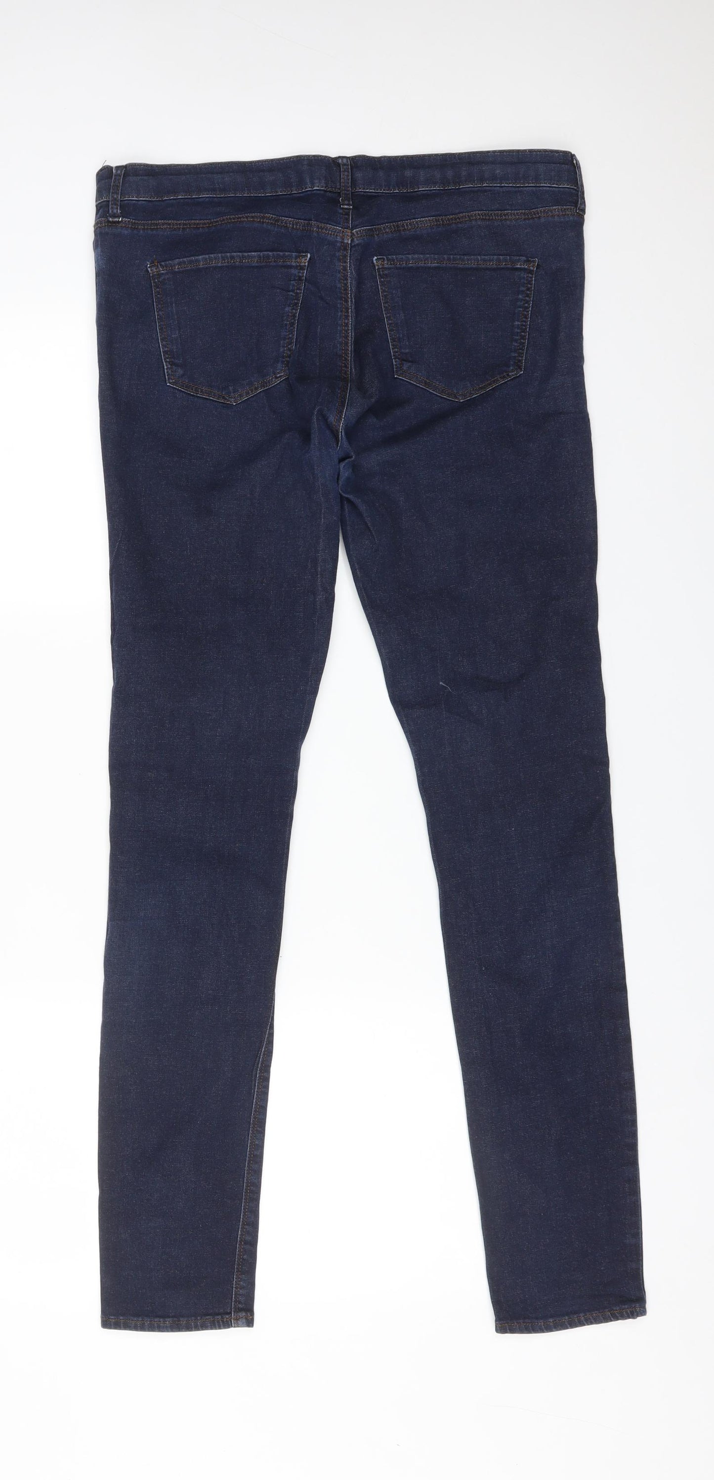 Topshop Womens Blue  Cotton Skinny Jeans Size 12 L34 in Regular