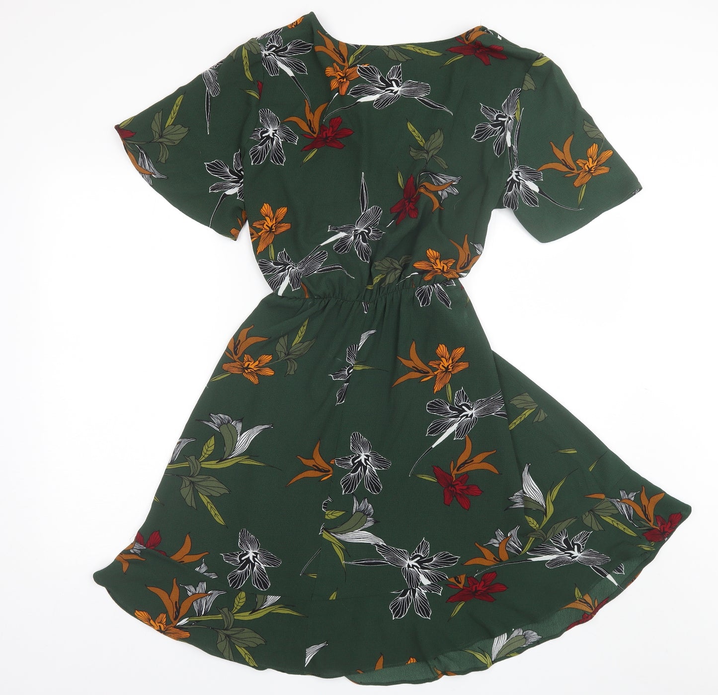Papaya Womens Green Floral Polyester Wrap Dress  Size 18  V-Neck