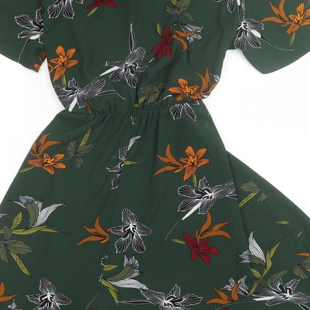 Papaya Womens Green Floral Polyester Wrap Dress  Size 18  V-Neck