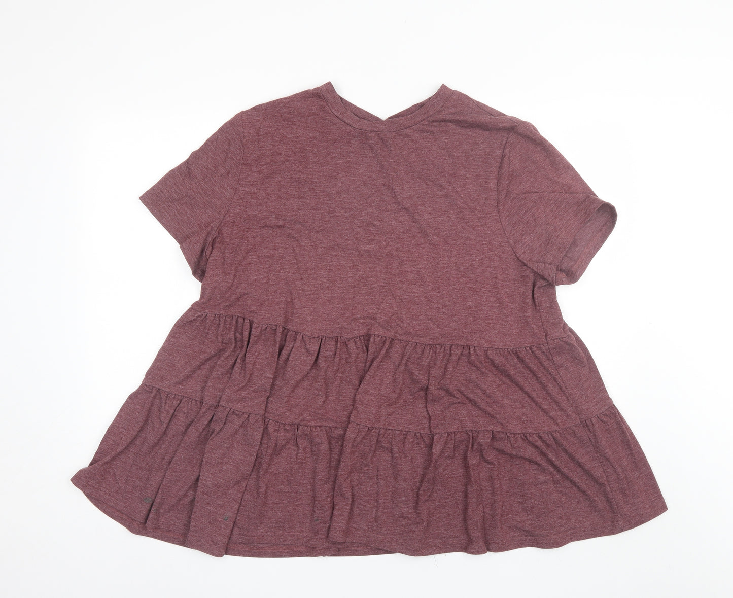 SheIn Womens Red  Polyester Basic T-Shirt Size XL Round Neck