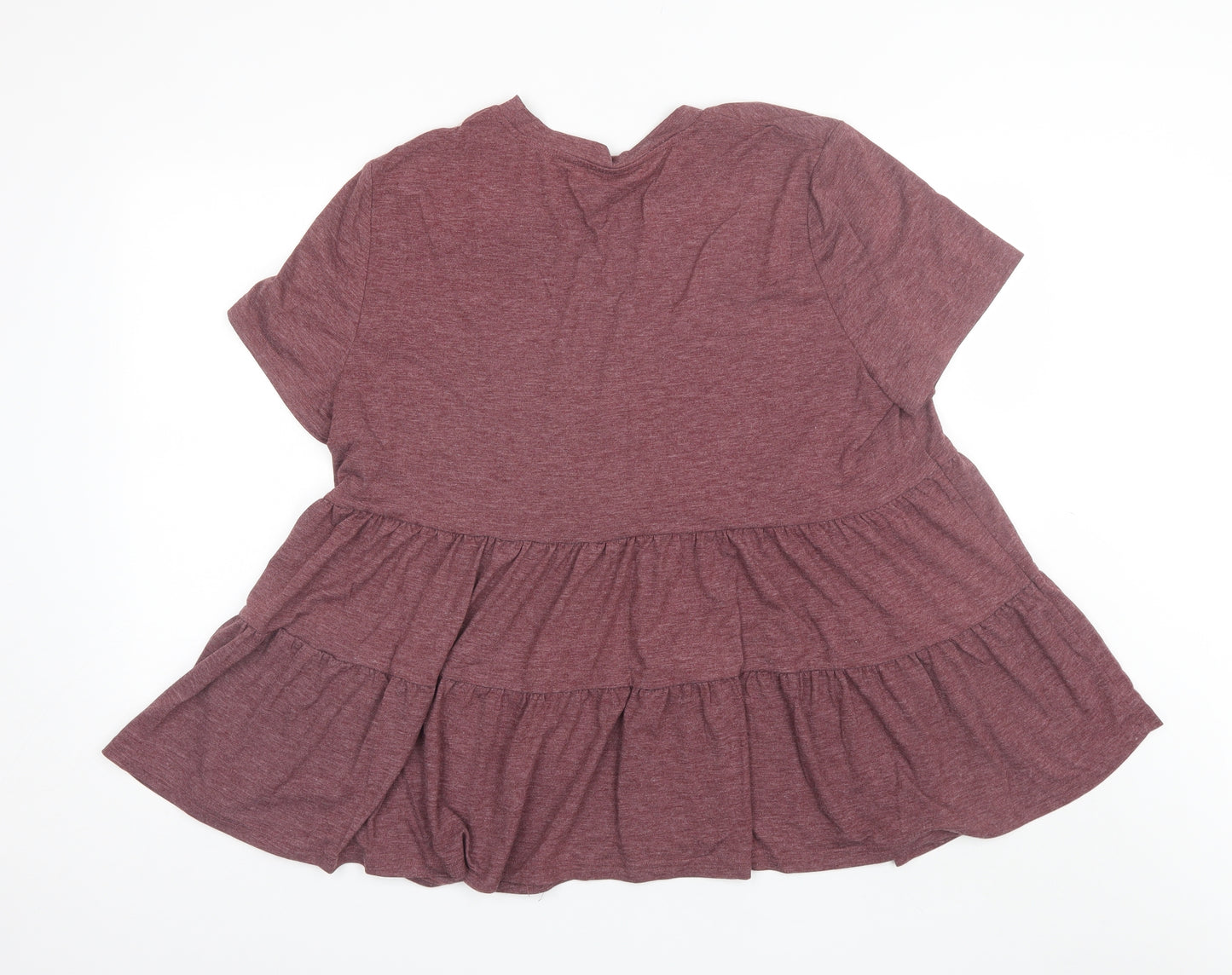 SheIn Womens Red  Polyester Basic T-Shirt Size XL Round Neck