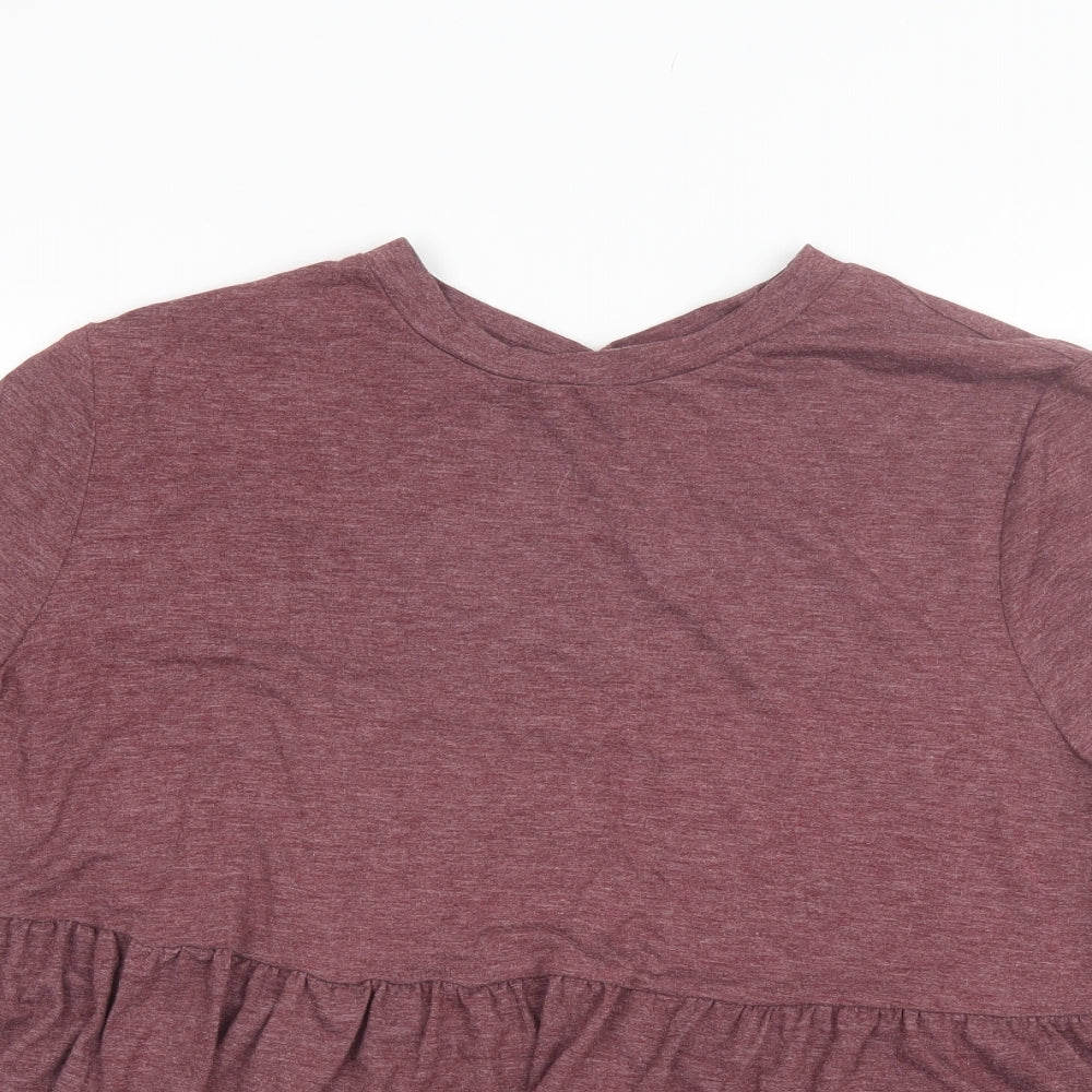 SheIn Womens Red  Polyester Basic T-Shirt Size XL Round Neck