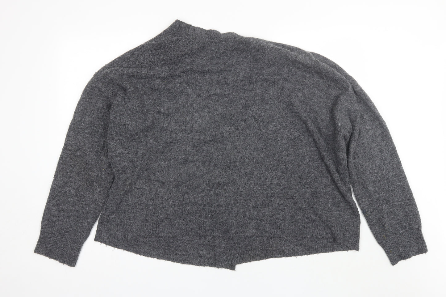 H&M Womens Grey V-Neck  Acrylic Cardigan Jumper Size L