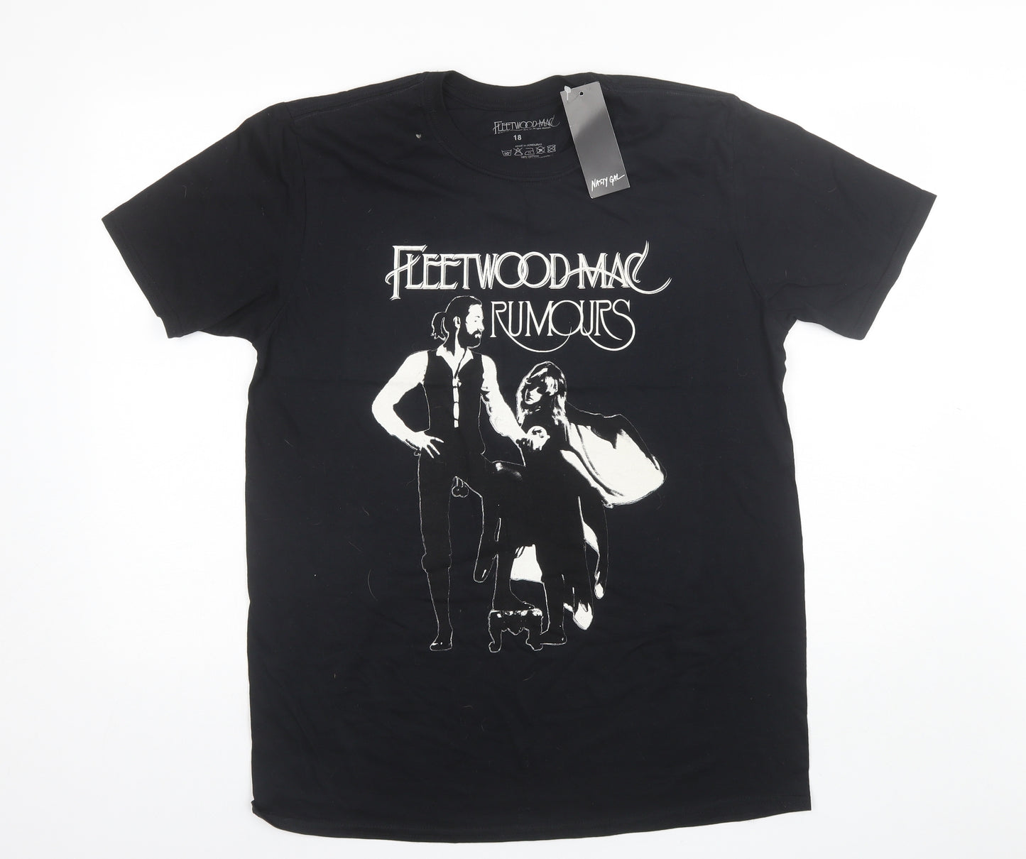 Nasty Girl Womens Black  Cotton Basic T-Shirt Size 18 Round Neck - Fleetwood Mac