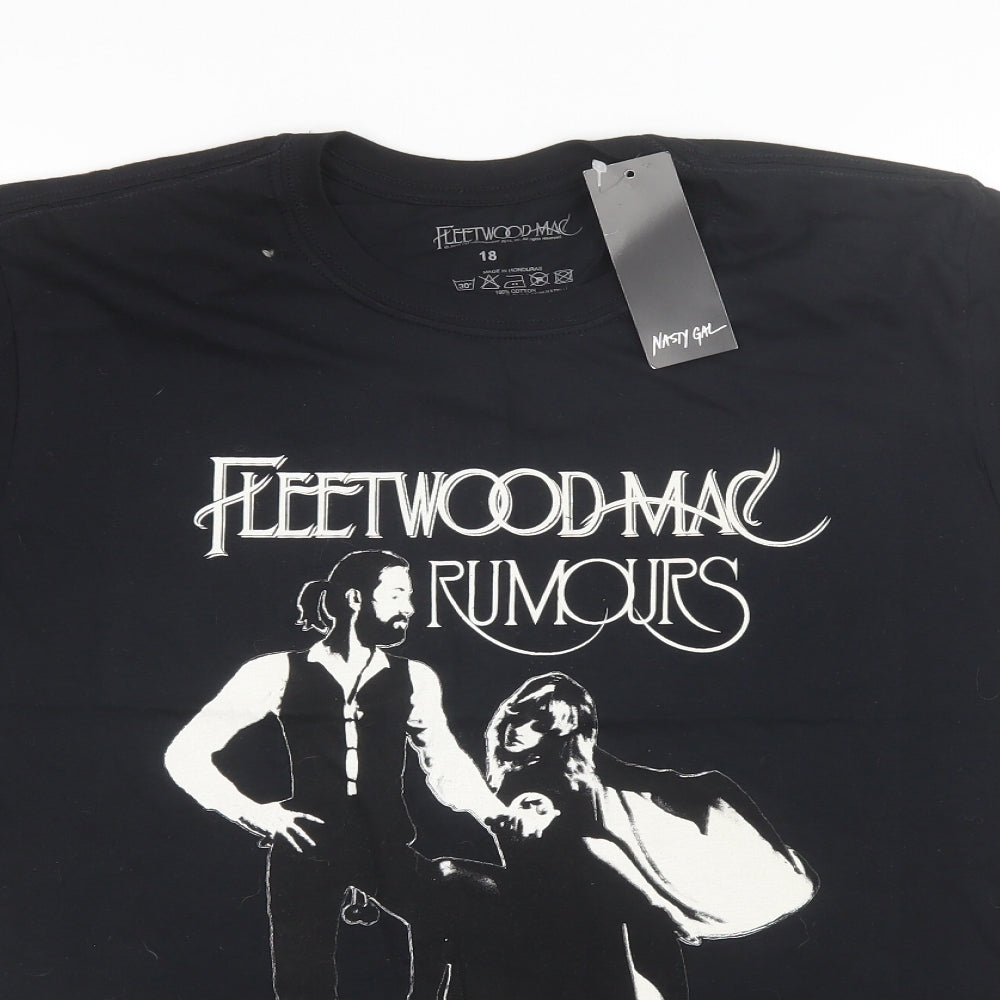 Nasty Girl Womens Black  Cotton Basic T-Shirt Size 18 Round Neck - Fleetwood Mac