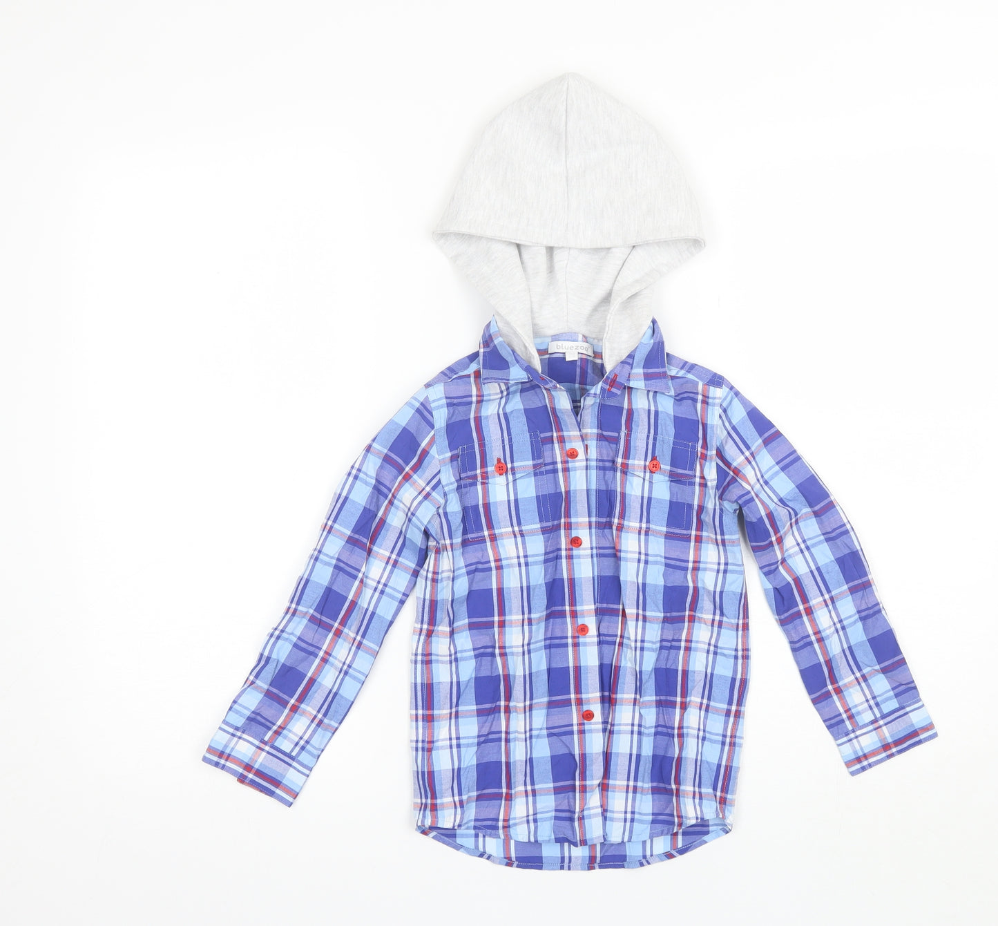 Blue Zoo Boys Blue Plaid Cotton Basic Button-Up Size 5-6 Years Collared