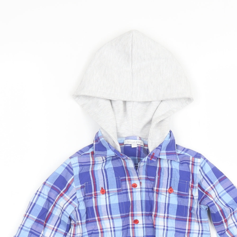 Blue Zoo Boys Blue Plaid Cotton Basic Button-Up Size 5-6 Years Collared