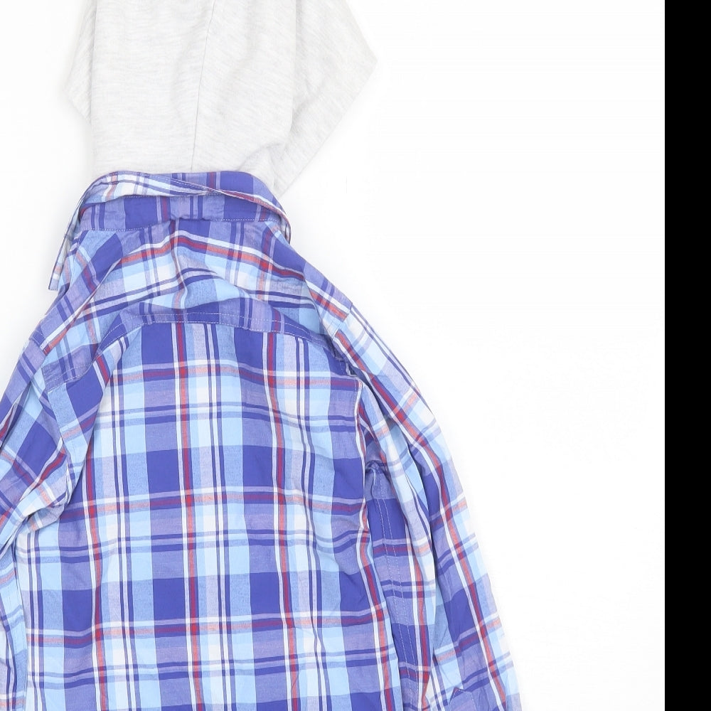 Blue Zoo Boys Blue Plaid Cotton Basic Button-Up Size 5-6 Years Collared