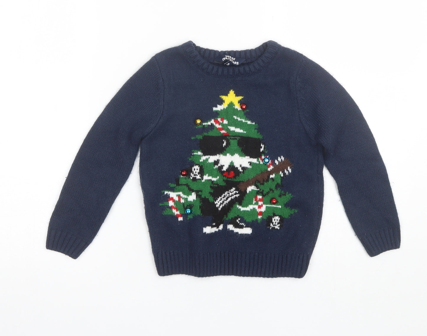 Matalan Boys Blue Round Neck  Acrylic Pullover Jumper Size 5 Years   - Christmas Jumper