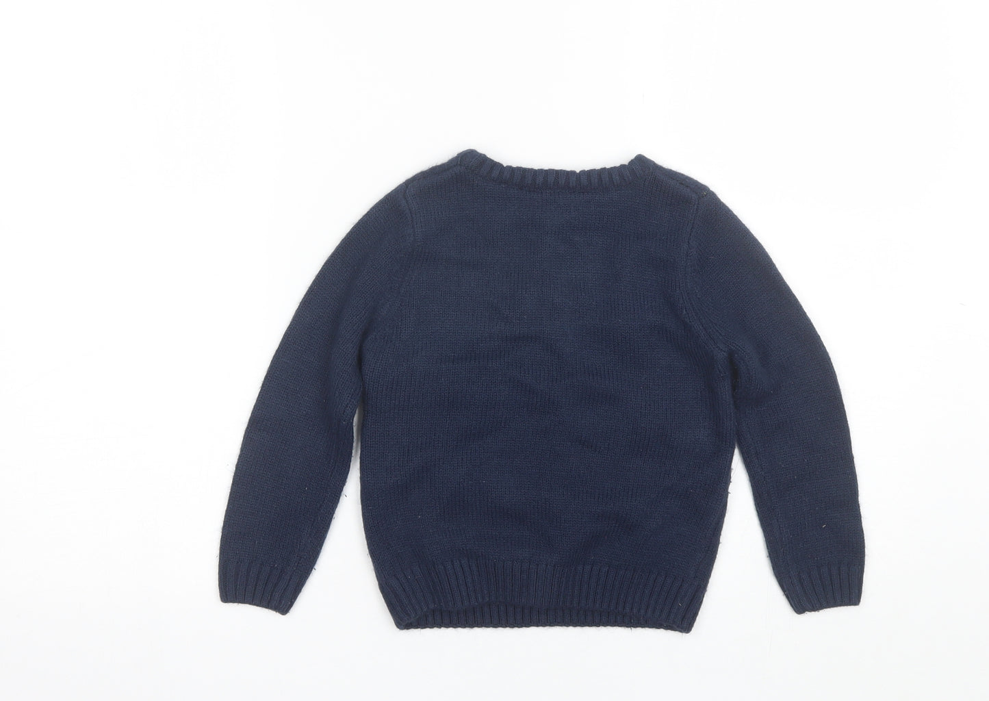 Matalan Boys Blue Round Neck  Acrylic Pullover Jumper Size 5 Years   - Christmas Jumper