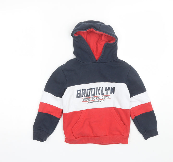 Primark Boys Blue Cotton Pullover Hoodie Size 5-6 Years