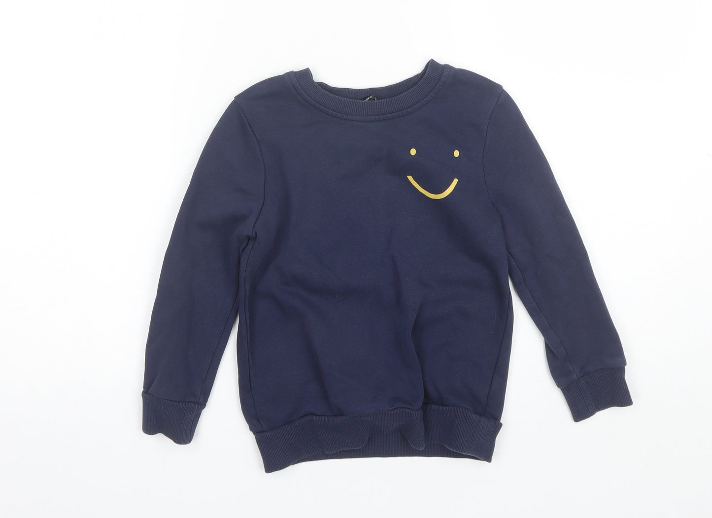 George Boys Blue Round Neck  Cotton Pullover Jumper Size 4-5 Years