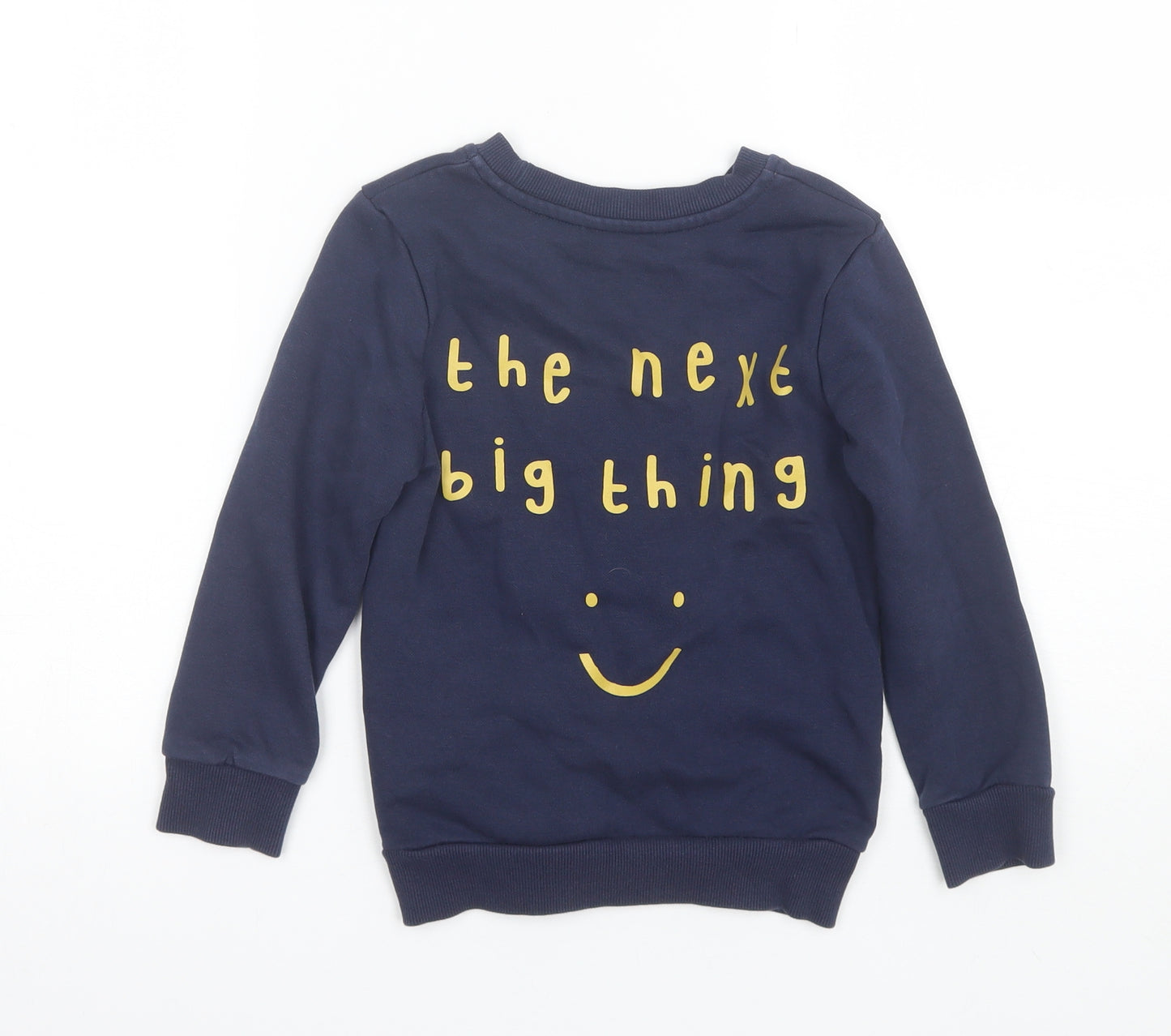 George Boys Blue Round Neck  Cotton Pullover Jumper Size 4-5 Years