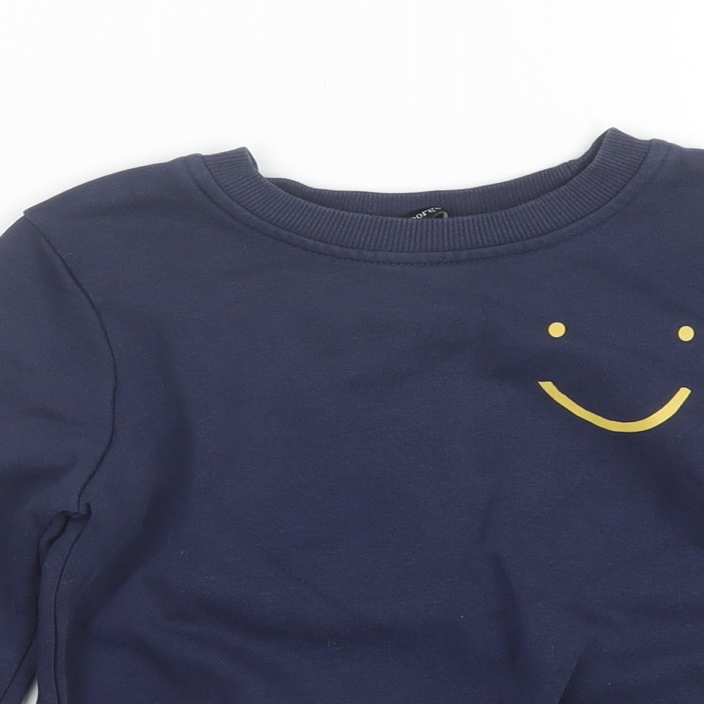 George Boys Blue Round Neck  Cotton Pullover Jumper Size 4-5 Years