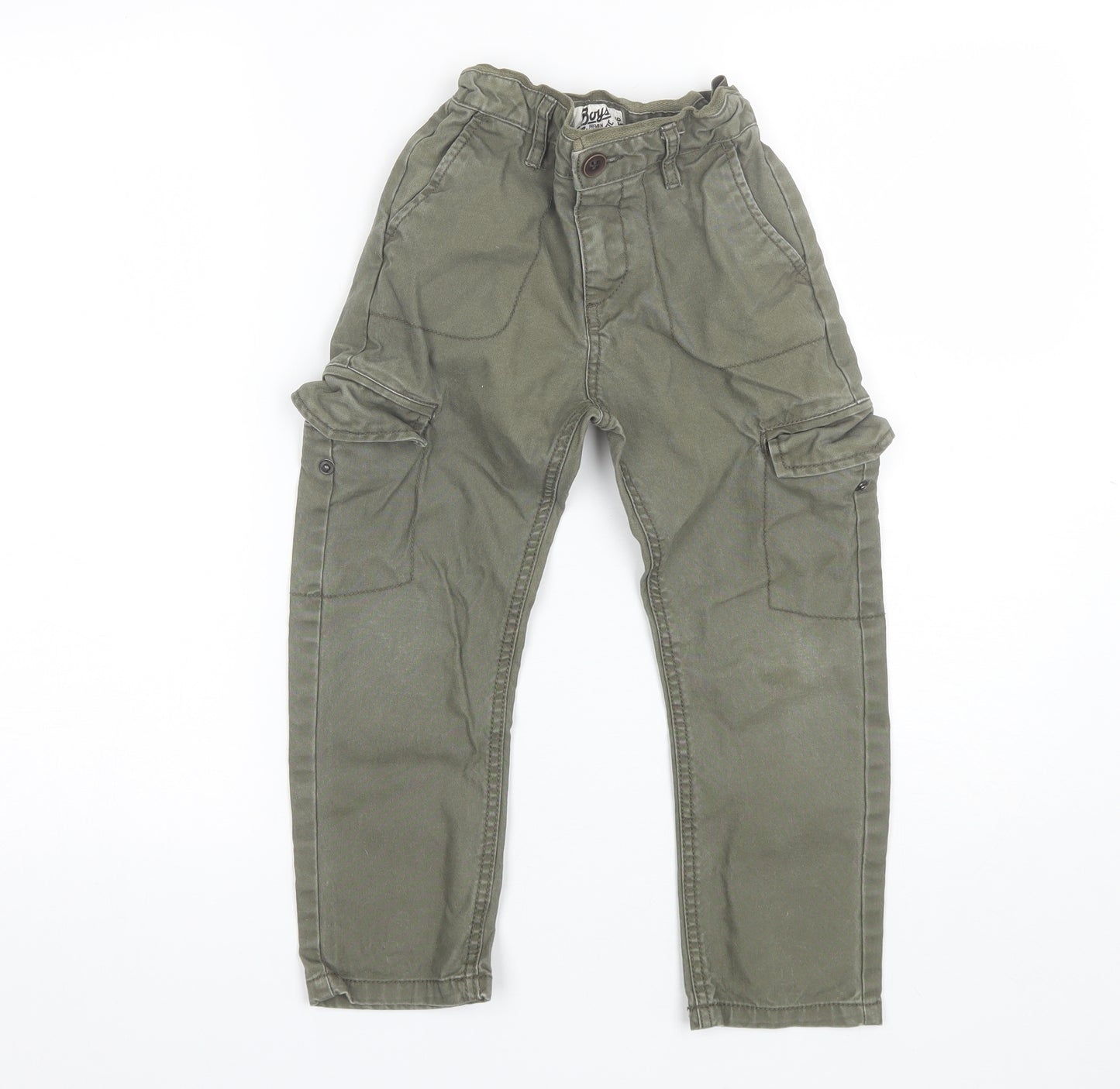 Matalan Boys Green  Cotton Cargo Trousers Size 6 Years  Regular