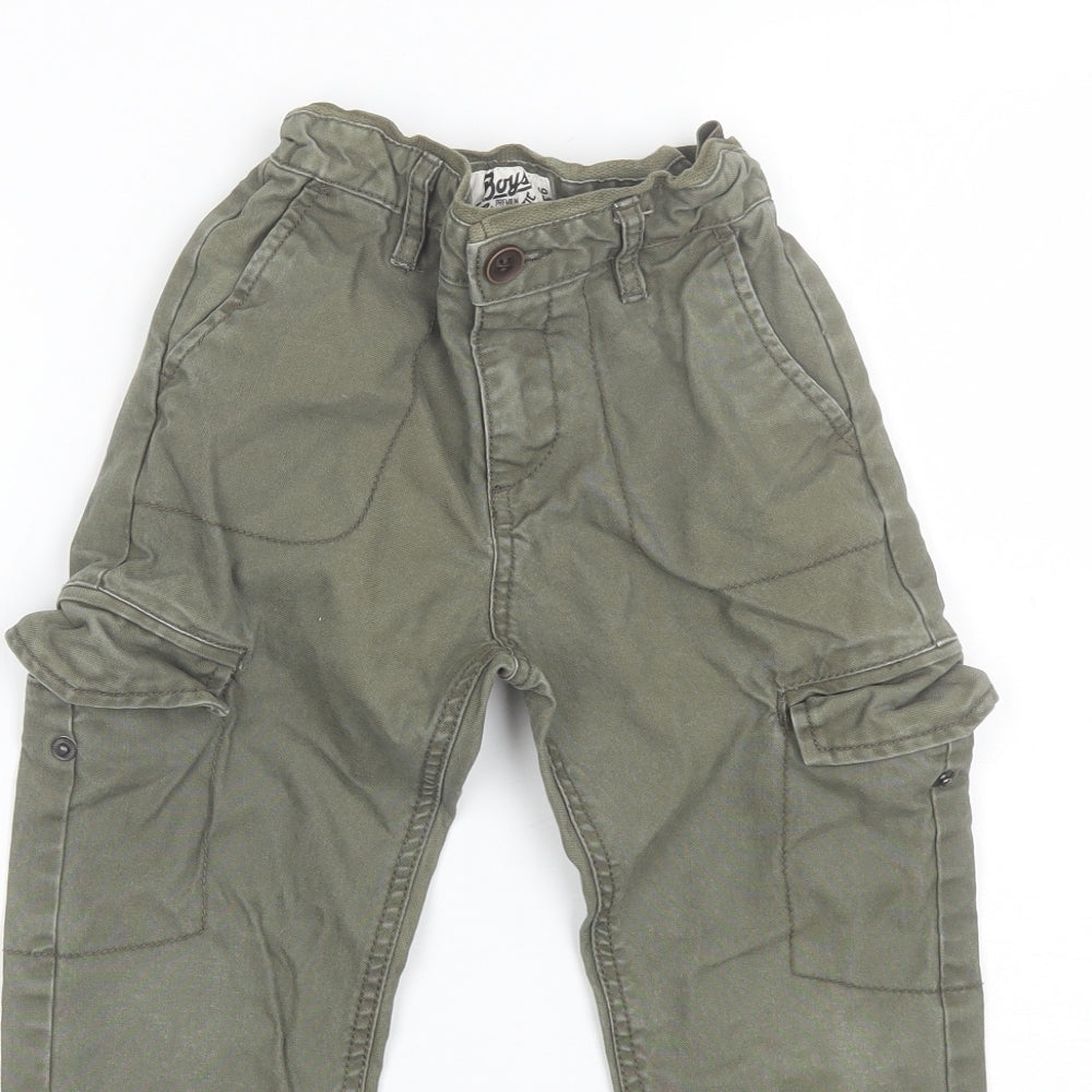 Matalan Boys Green  Cotton Cargo Trousers Size 6 Years  Regular