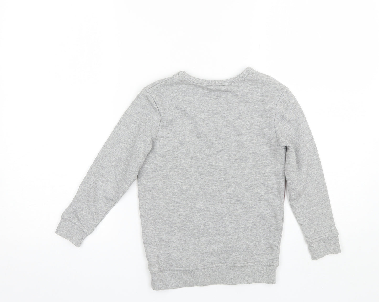 George Boys Grey Round Neck Striped Cotton Pullover Jumper Size 5-6 Years
