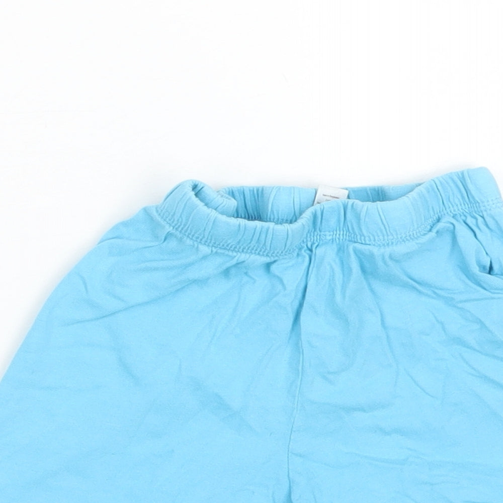 George Boys Blue Solid Cotton  Sleep Shorts Size 5-6 Years