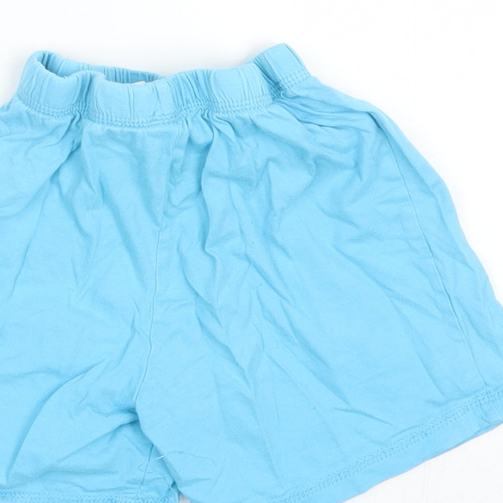 George Boys Blue Solid Cotton  Sleep Shorts Size 5-6 Years