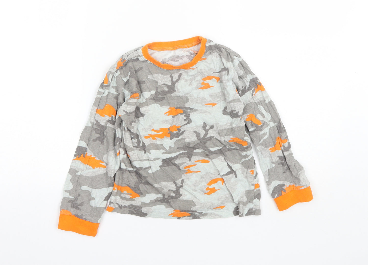 Preworn Boys Orange Camouflage Cotton  Pyjama Top Size 5-6 Years