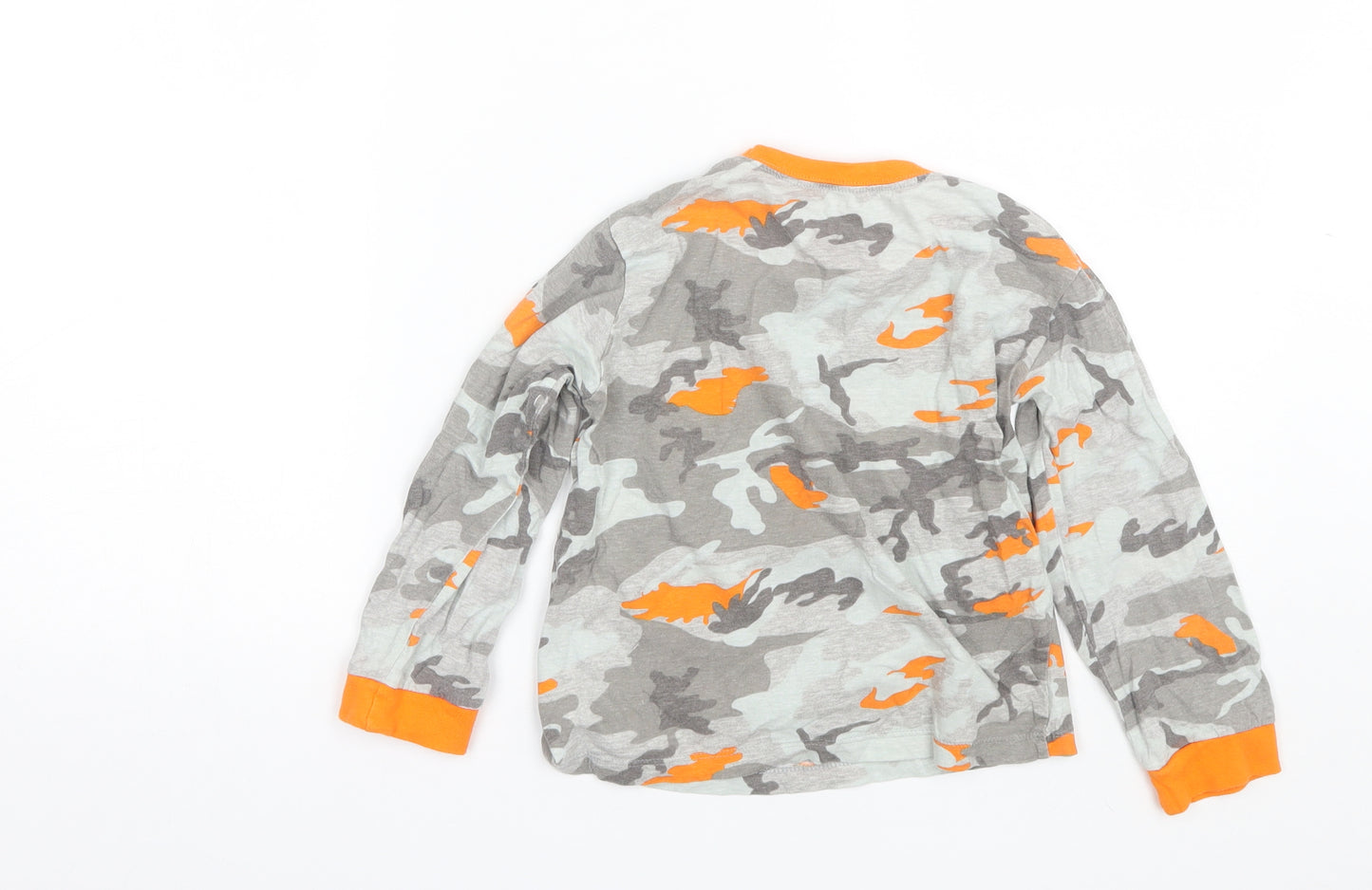 Preworn Boys Orange Camouflage Cotton  Pyjama Top Size 5-6 Years