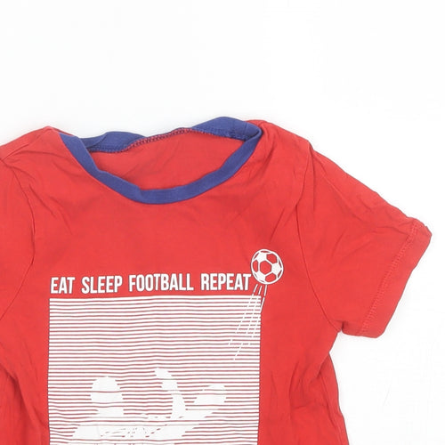 George Boys Red  Cotton Basic T-Shirt Size 5-6 Years Round Neck  - Football