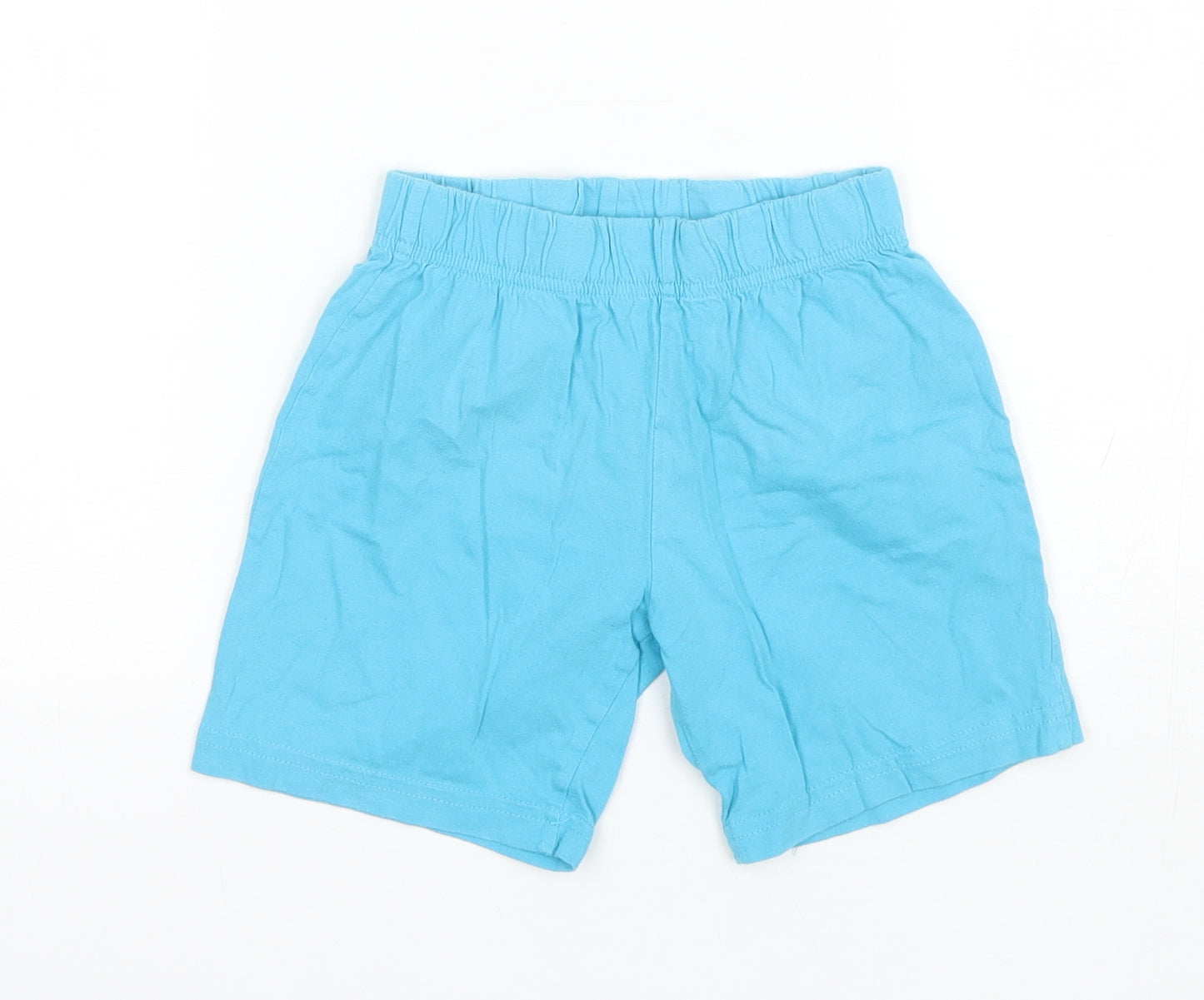 F&F Boys Blue Solid Cotton  Sleep Shorts Size 5-6 Years
