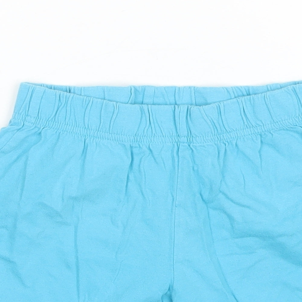 F&F Boys Blue Solid Cotton  Sleep Shorts Size 5-6 Years