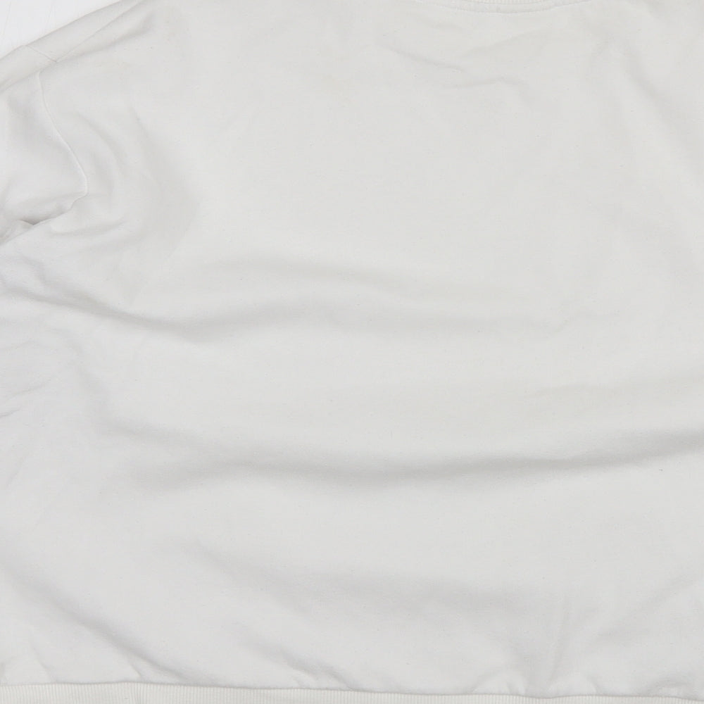 H&M Womens White Round Neck  Cotton Pullover Jumper Size XL