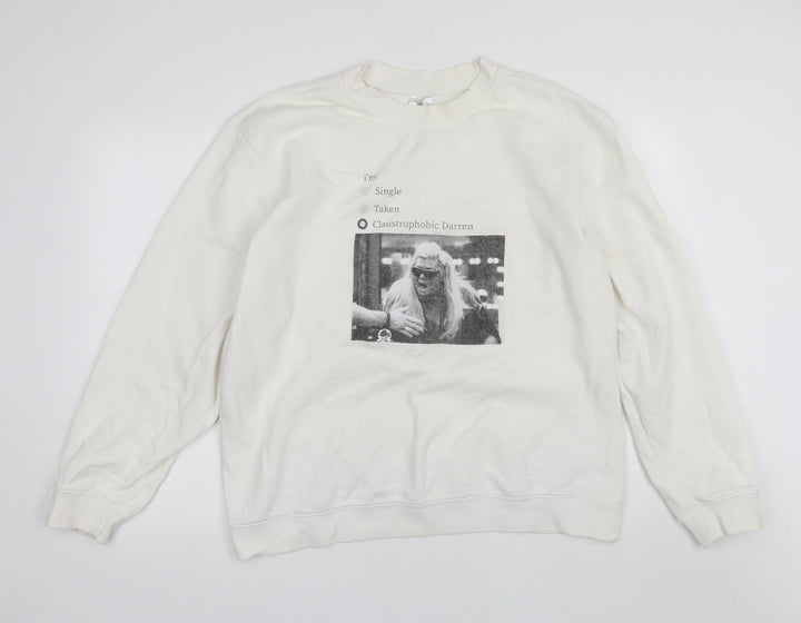 B&C Womens White Round Neck Cotton Pullover Jumper Size XL