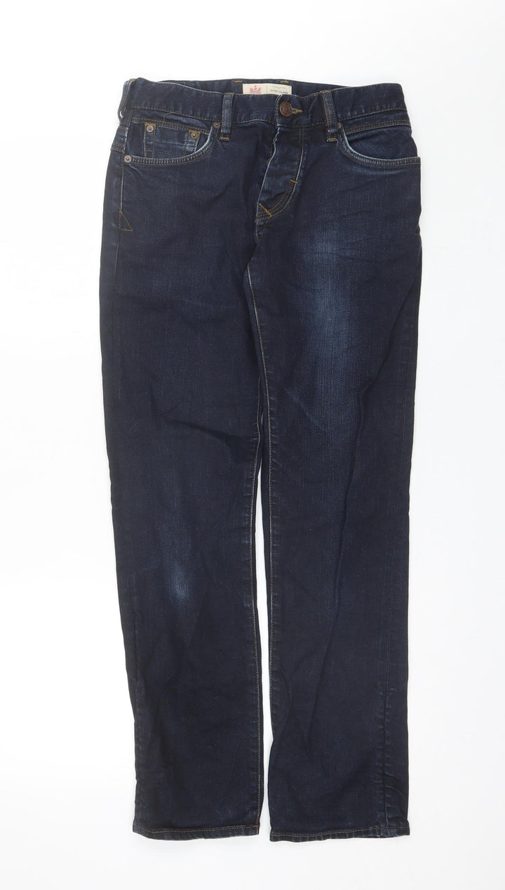 River Island Mens Blue  Cotton Straight Jeans Size 28 in L30 in Regular