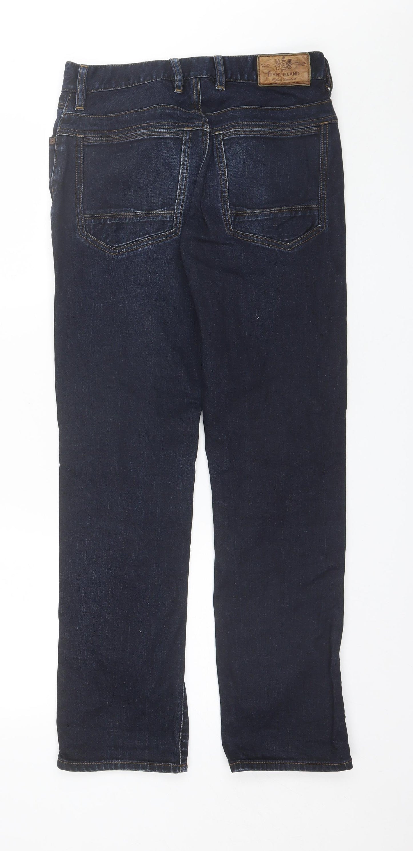 River Island Mens Blue  Cotton Straight Jeans Size 28 in L30 in Regular