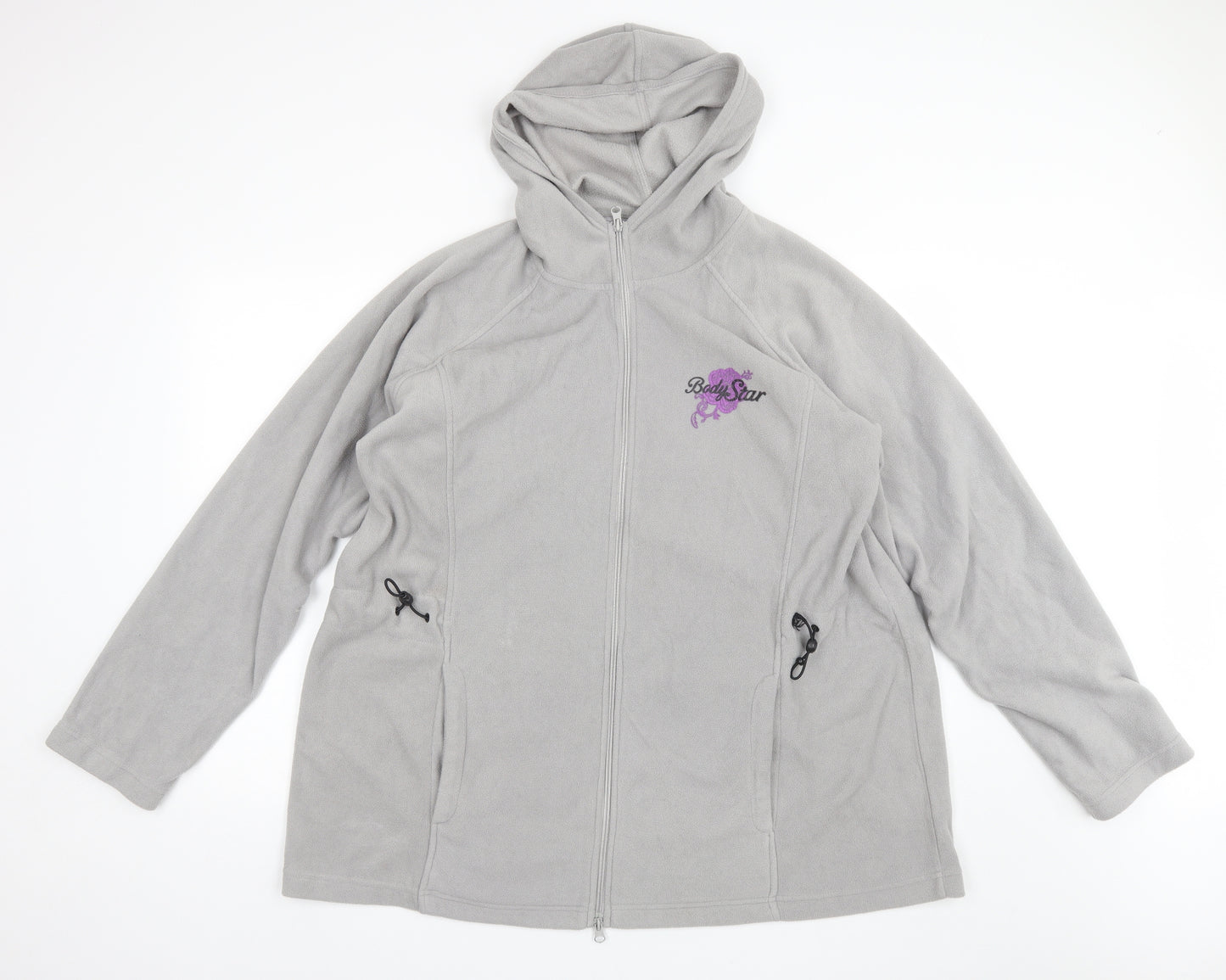 Body Star Womens Grey  Polyester Full Zip Hoodie Size 24