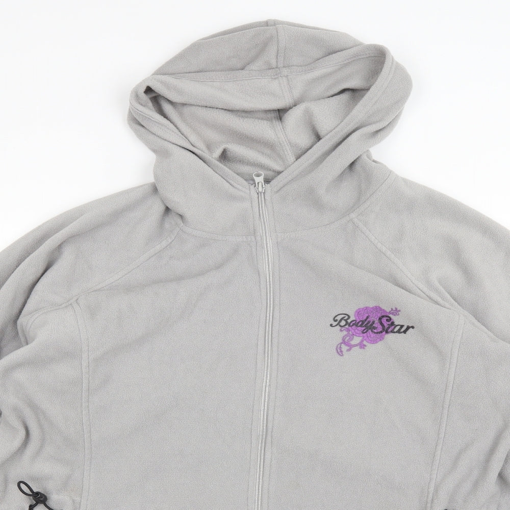 Body Star Womens Grey  Polyester Full Zip Hoodie Size 24